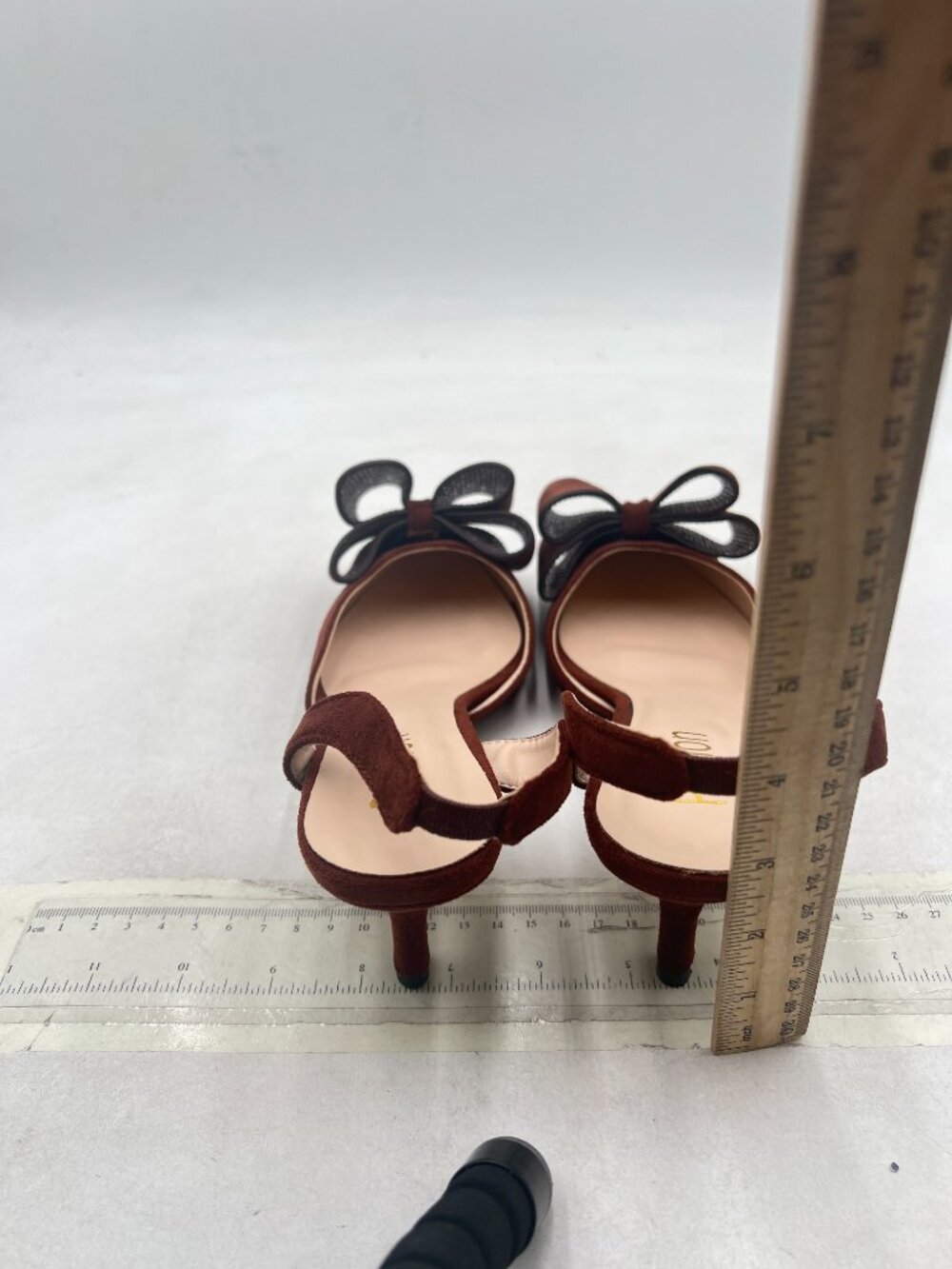 Pazzion Brown Rhinestones Bowknots Slip On Slingback Pumps Strap Mid Heel Shoes - Picture 5 of 8